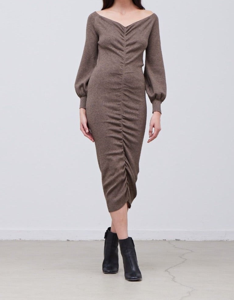 Shirred Sweater Midi Dress - BTK COLLECTION