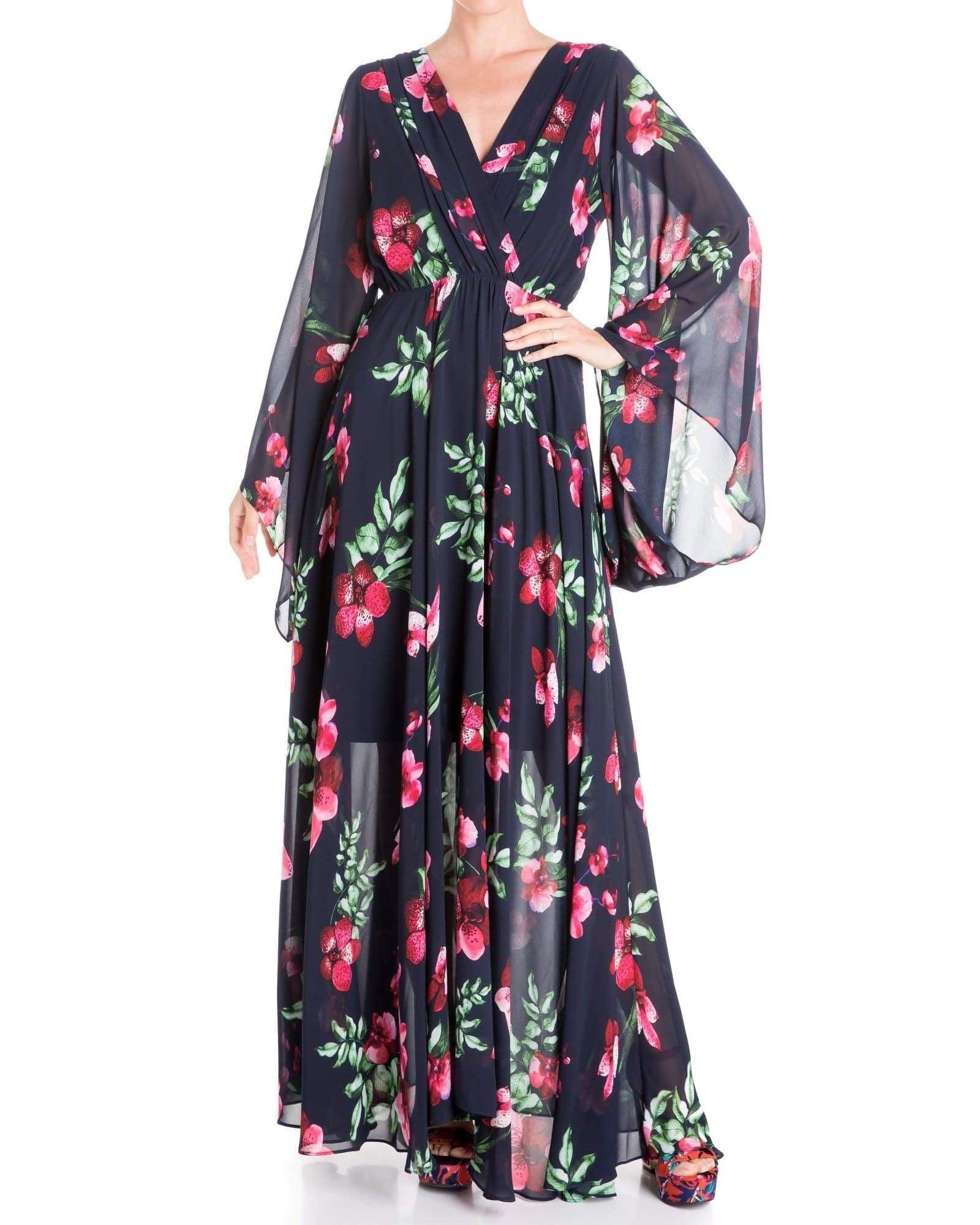 Sunset Maxi Dress - Navy Orchid - BTK COLLECTION