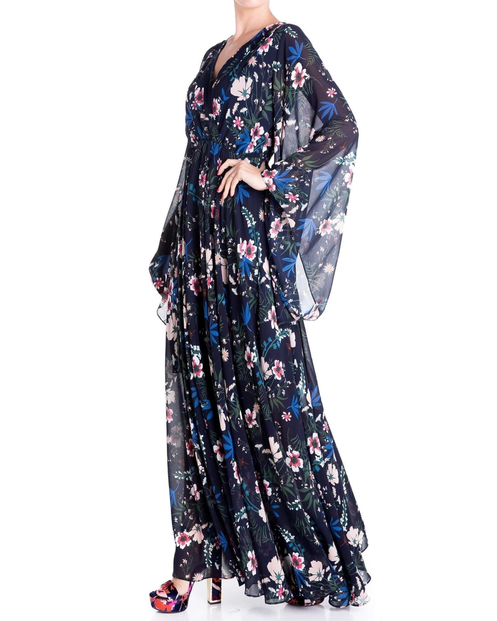 Sunset Maxi Dress - Wildflower Navy - BTK COLLECTION