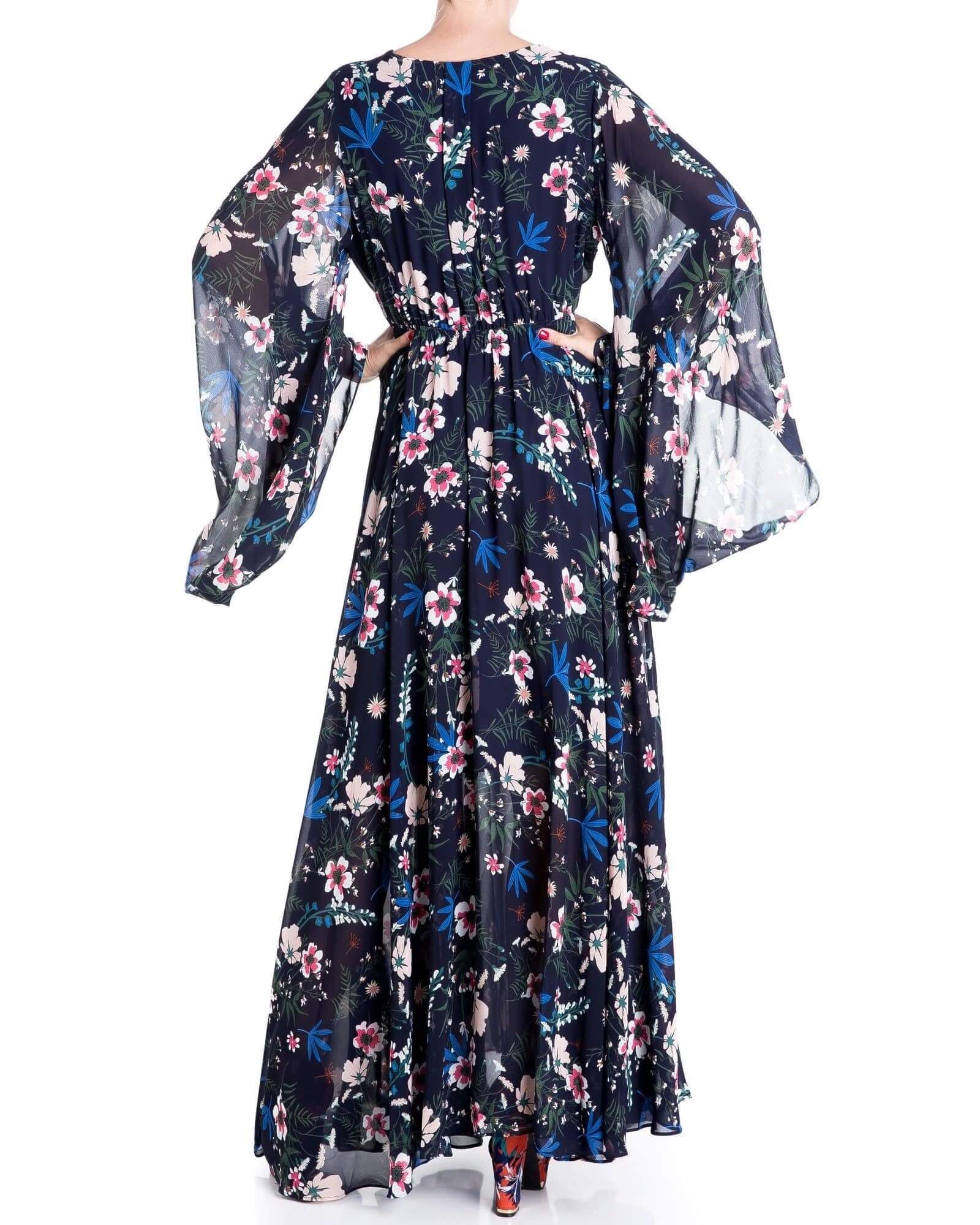 Sunset Maxi Dress - Wildflower Navy - BTK COLLECTION