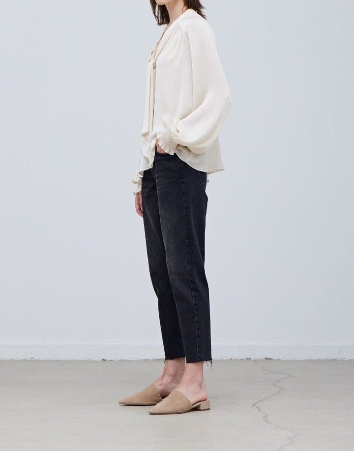 Texture Satin Tied Blouse - BTK COLLECTIONS