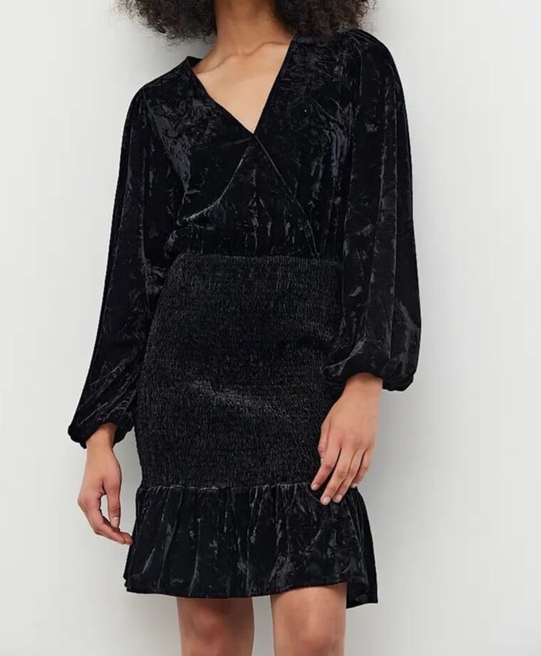 Velvet Smocked Skirt Dress - BTK COLLECTION