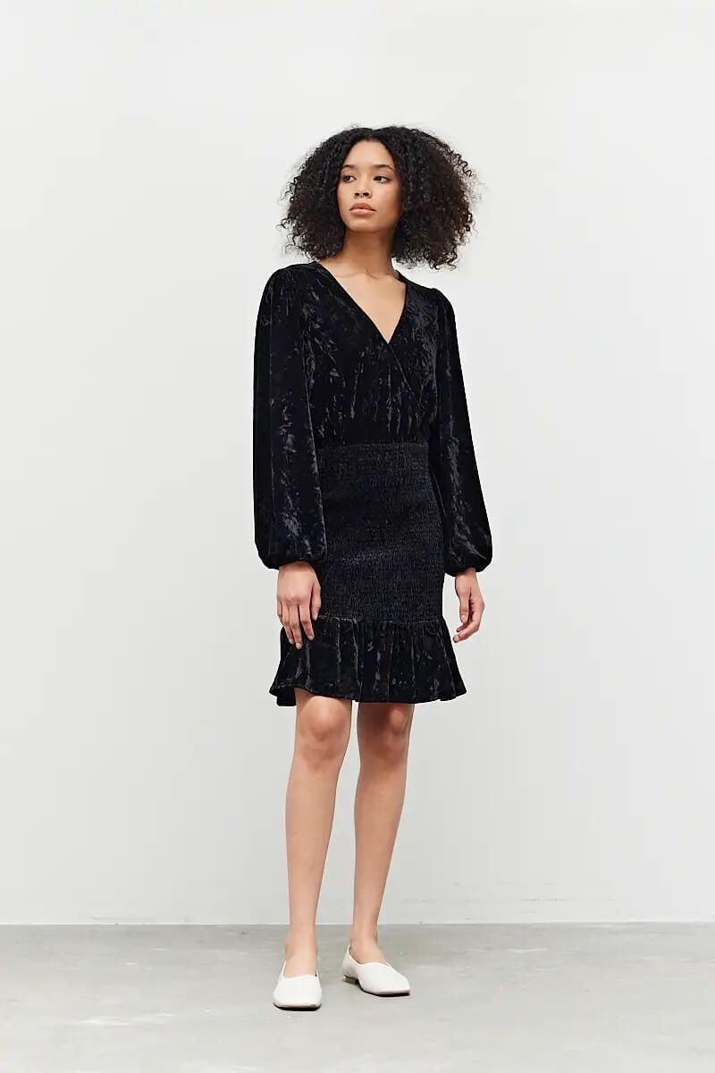 Velvet Smocked Skirt Dress - BTK COLLECTION