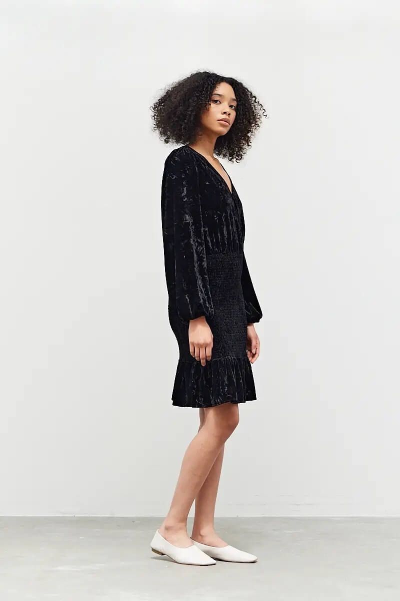 Velvet Smocked Skirt Dress - BTK COLLECTION