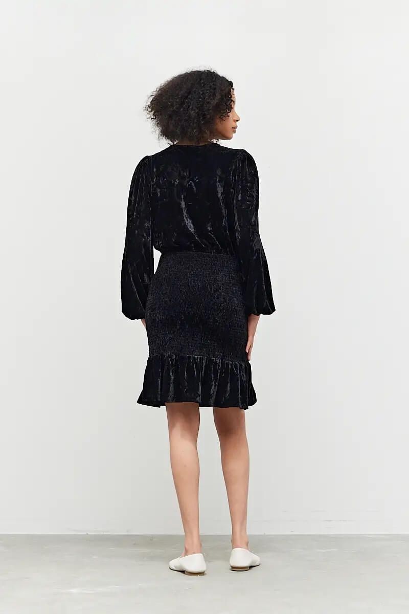 Velvet Smocked Skirt Dress - BTK COLLECTION